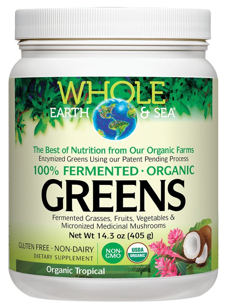 Whole Earth & Sea Fermented Greens | Natural Factors | USDA Organic | Gluten Free | Dairy Free | Fermented Grasses | Non GMO | Fermented Fruits | Fermented Vegetables | Micronized Medicinal Mushrooms | Organic Tropical | Dietary Supplement | 14.3 ounce Powder | VitaminLife