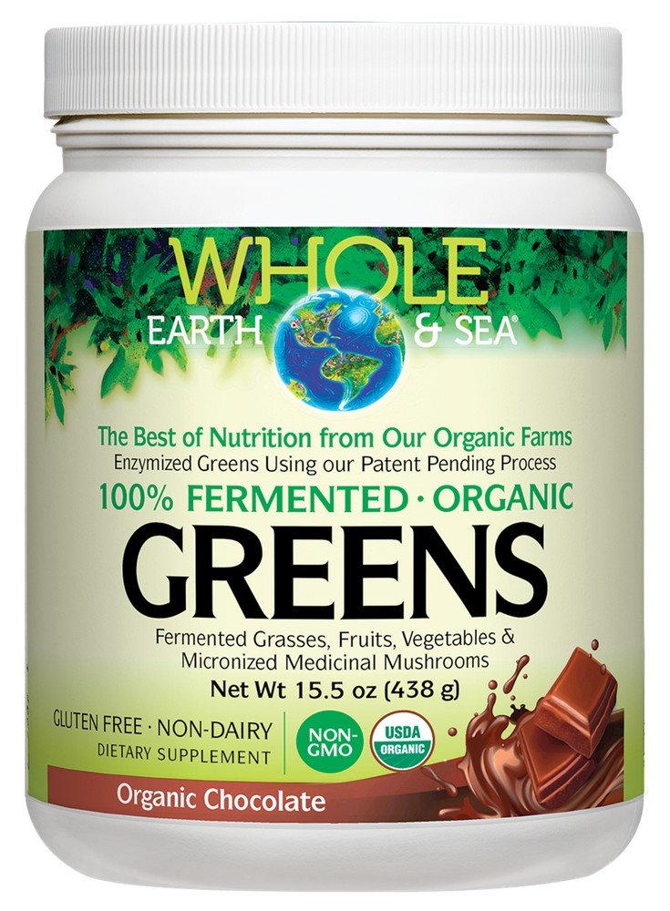 Natural Factors Whole Earth & Sea Fermented Greens - Organic Chocolate 15.5 oz Powder