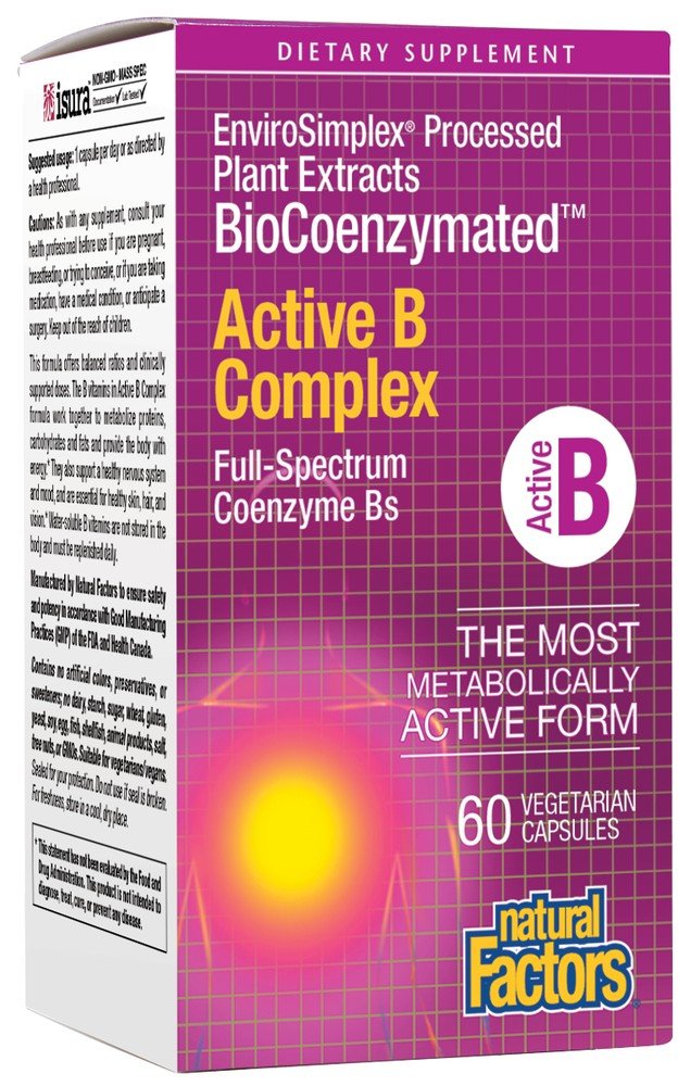 BioCoenzymated Active B Complex | Natural Factors | Metabolism | Nervous System | Vegetarian | Dietary Supplement | 60 VegCaps | Capsules | VitaminLife