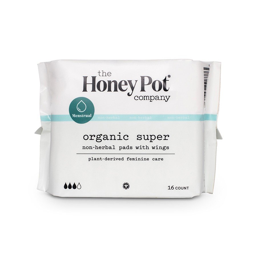 The Honey Pot Non-Herbal Pads with Wings Organic Super 16 count Pack