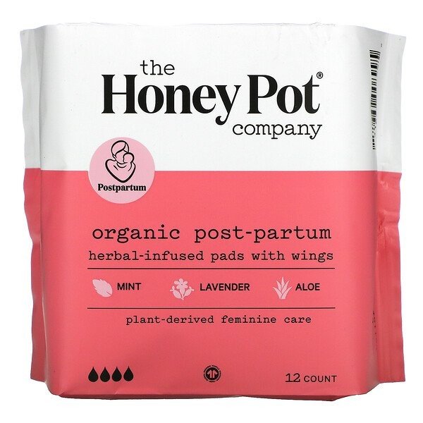 The Honey Pot Organic Postpartum Herbal Pads 12 Pack