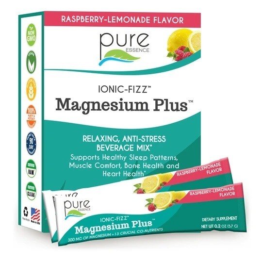 Pure Essence Labs Ionic-Fizz Magnesium Plus Raspberry Lemonade 15 Stick Packs Box