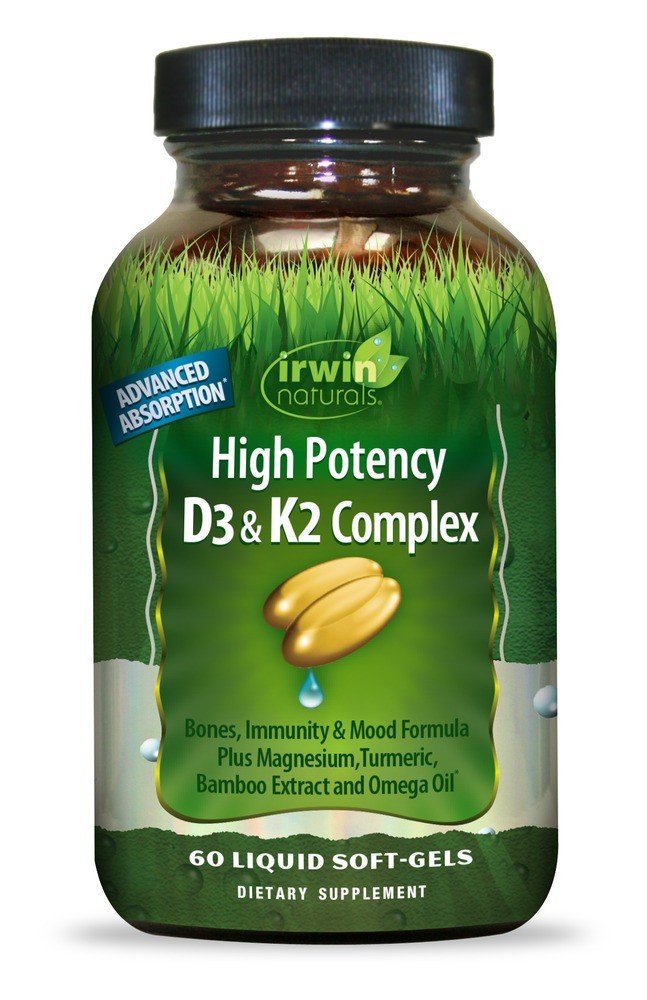 Irwin Naturals High Potency D3 &amp; K2 Complex 60 Liquid Softgel