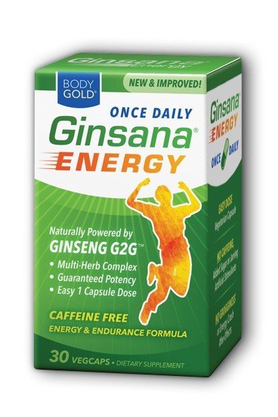 Ginsana Energy | Body Gold | Energy | Ginseng | Caffeine Free | Dietary Supplement | 30 VegCaps | VitaminLife