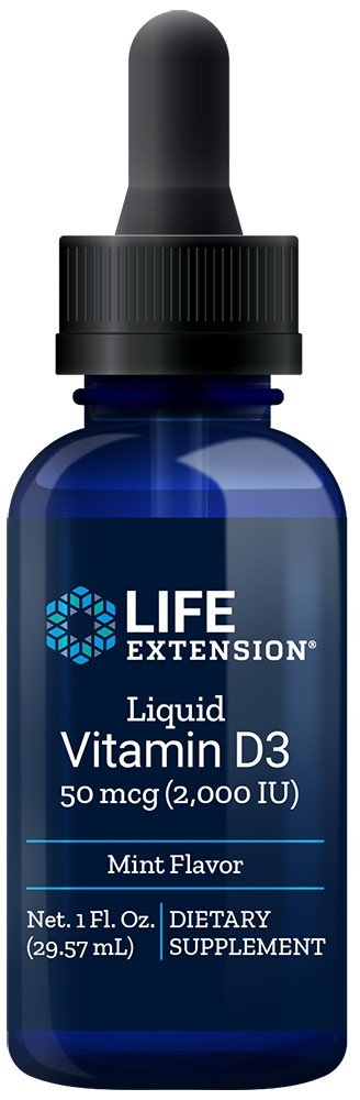 Life Extension Liquid Vitamin D 3 2000 IU Mint Flavor 1 fl oz Liquid