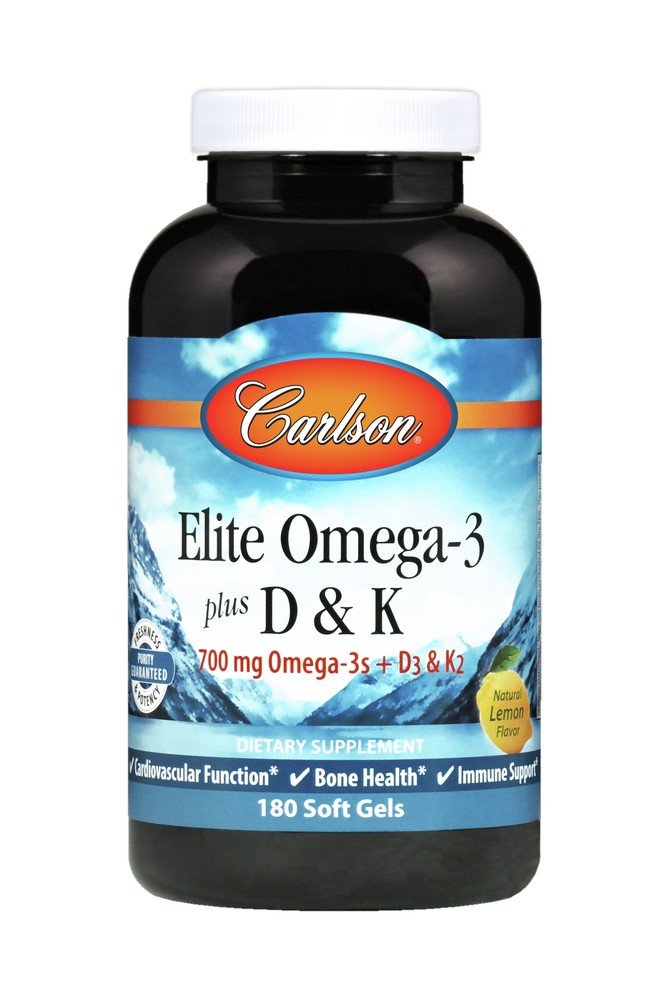 Carlson Laboratories Elite Omega-3 + D3 & K2 180 Softgel