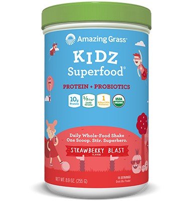 Amazing Grass Kidz Protein + Probiotics Strawberry Blast 15 Servings Powder