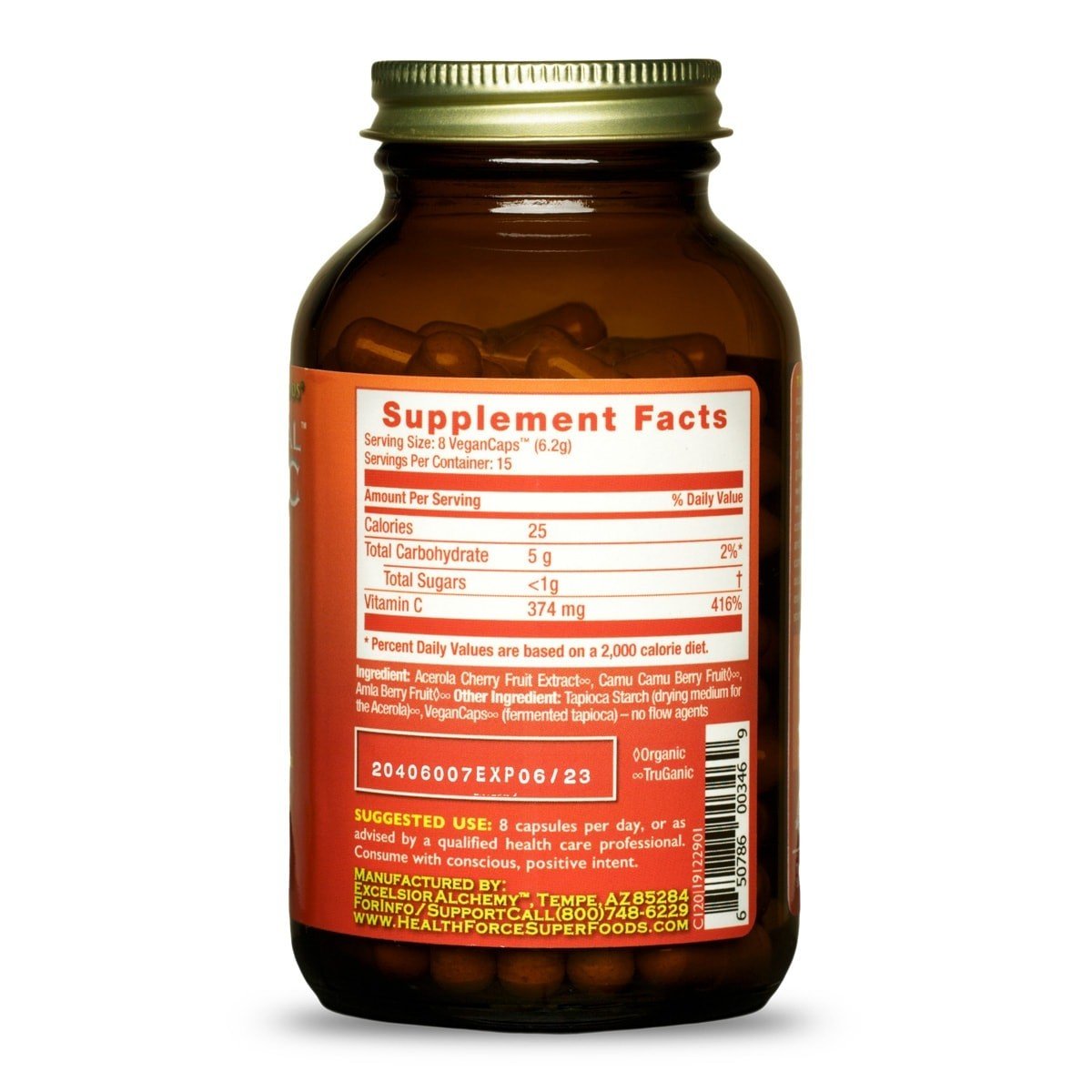 HealthForce Superfoods Truly Natural Vitamin C 120 VegCaps