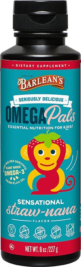 Barlean's Seriously Delicious Omega Pals Sensational Straw-nana Flax Oil 8 oz Liquid