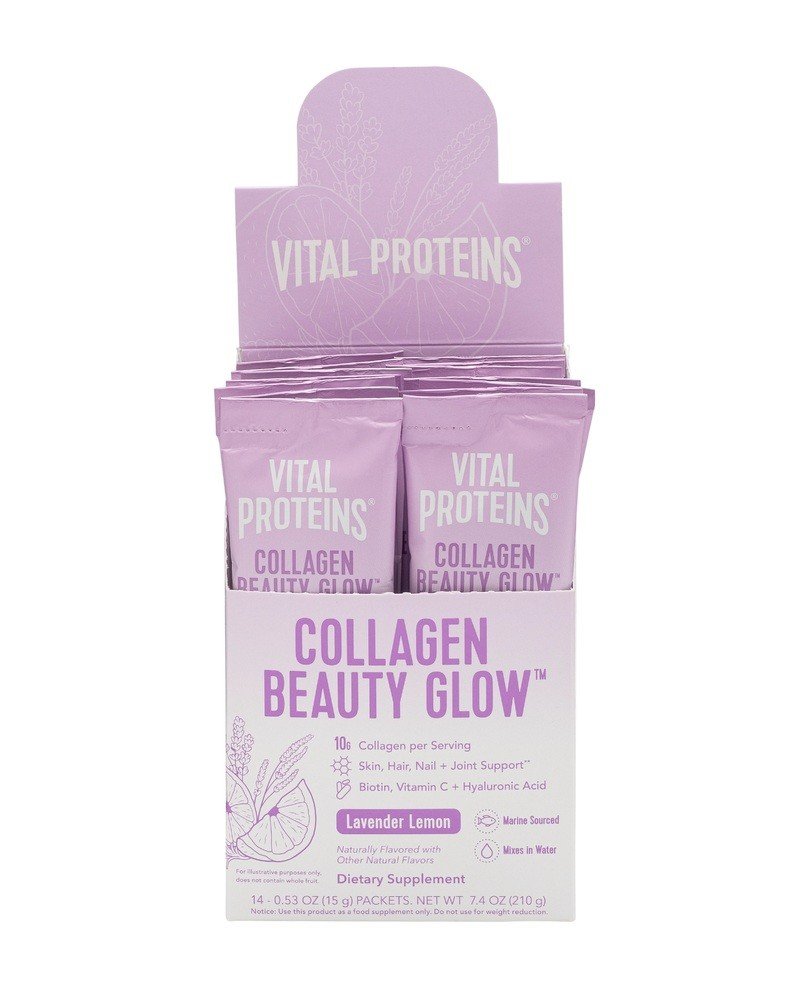 Vital Proteins Collagen Beauty Glow Lavender Lemon 14 Packets Box