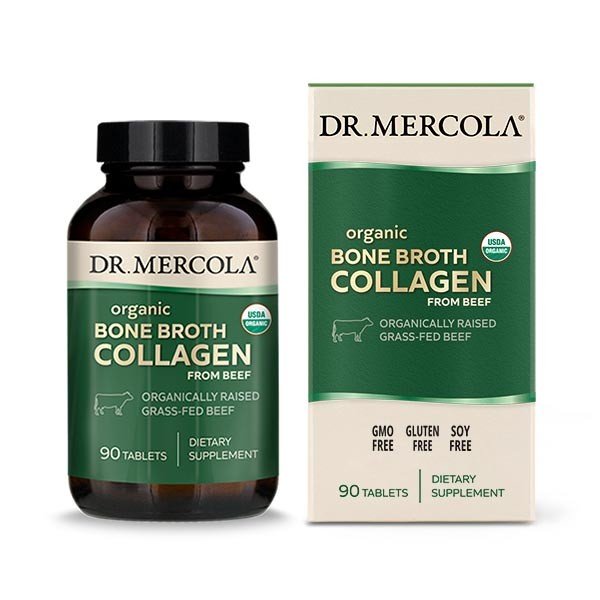 Dr. Mercola Organic Collagen from Grass Fed Beef Bone Broth 90 Tablets