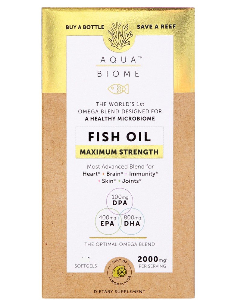 Fish Oil | Aqua Biome | Heart | Brain | Immunity | Skin | Joints | Omega Blend | 100 milligrams DPA | 400 milligrams EPA | 800 milligrams DHA | Dietary Supplement | 120 Softgels | VitaminLife