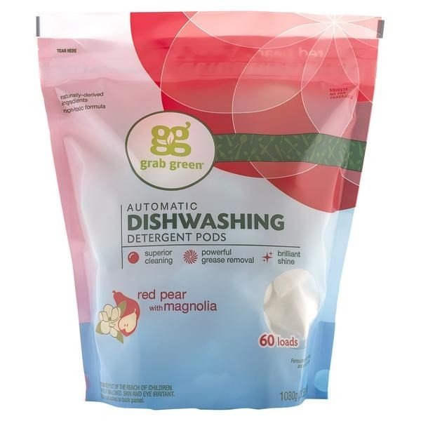 Grab Green Auto Dishwasher Pods Red Pear with Magnolia 60 Pods Bag