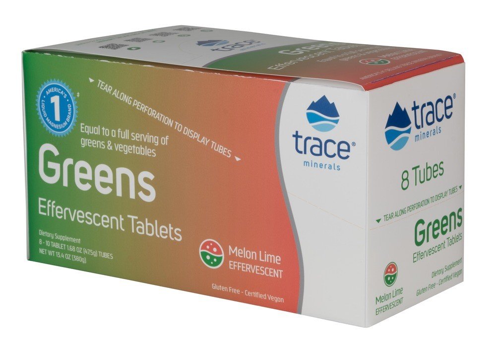 Trace Minerals Greens Effervescent - Melon Lime 8 Tubes Box