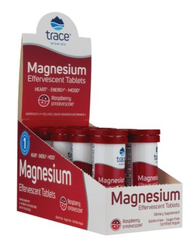 Trace Minerals Magnesium Effervescent Tablets - Raspberry 8 Tubes Box