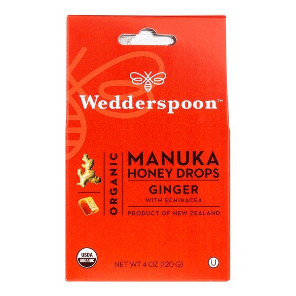 Wedderspoon Organic Manuka Honey Drops Ginger 4 oz Box