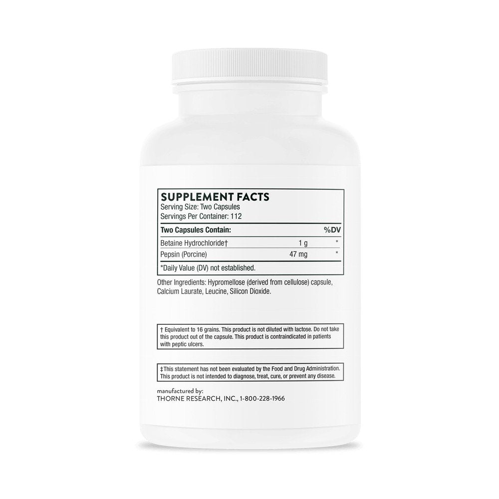 Thorne Betaine HCL &amp; Pepsin 450 Capsule