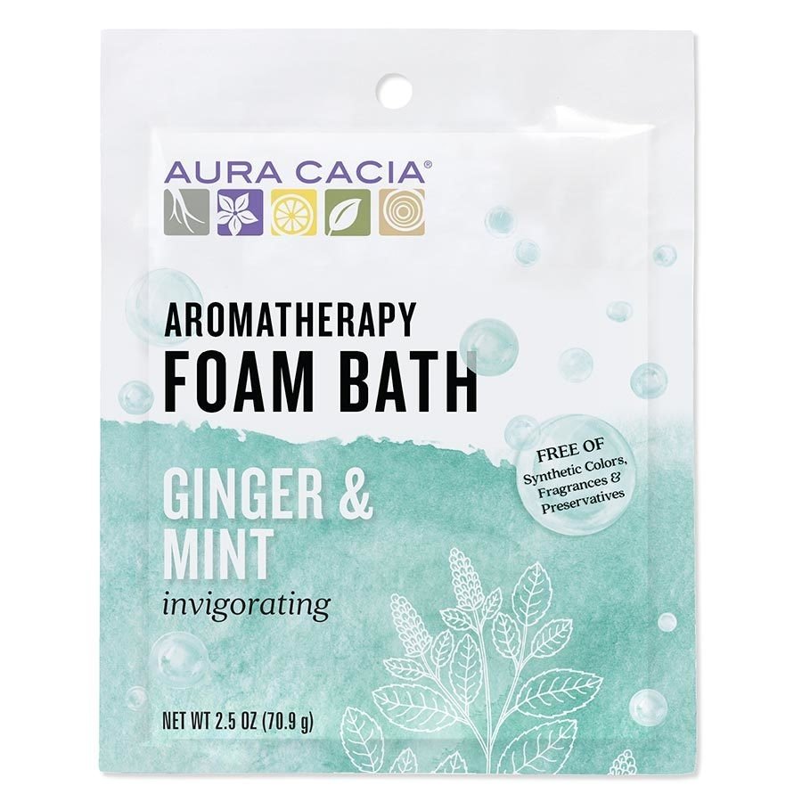 Aura Cacia Aromatherapy Foam Bath Invigorating Ginger & Mint 2.5 oz Powder