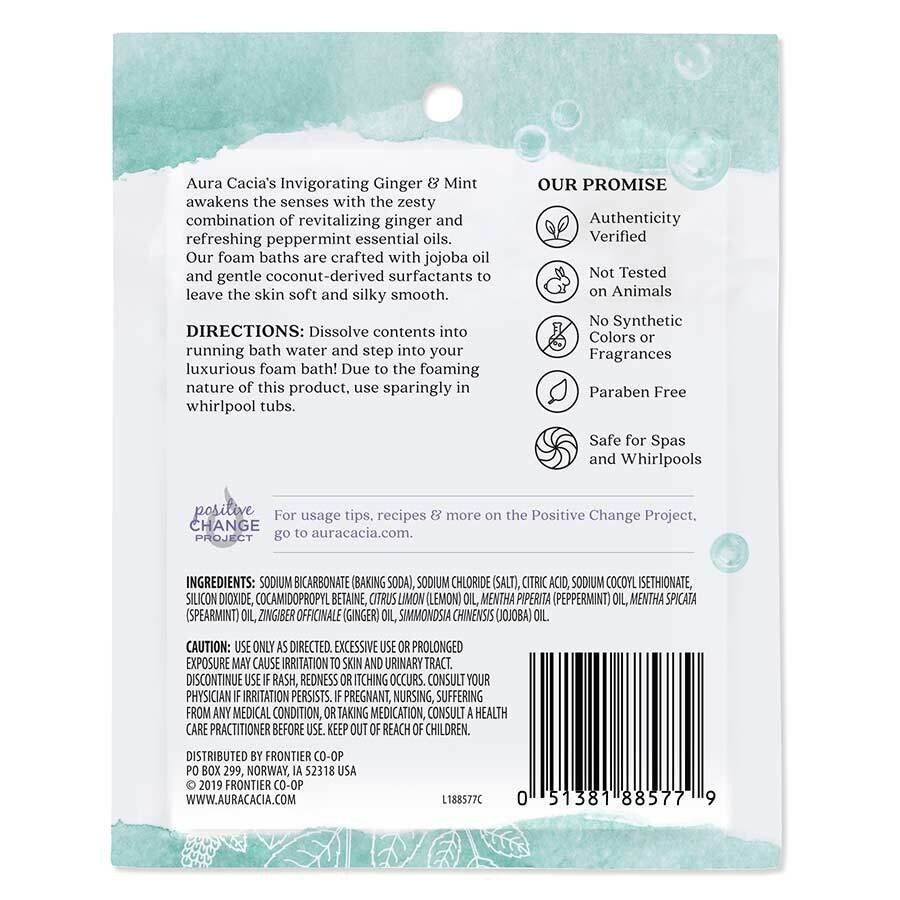 Aura Cacia Aromatherapy Foam Bath Invigorating Ginger &amp; Mint 2.5 oz Powder