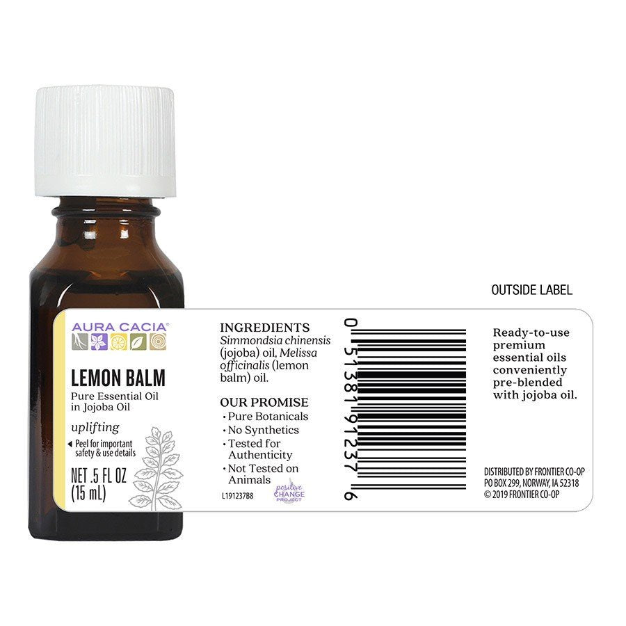 Aura Cacia Precious Essentials Lemon Balm in Jojoba Oil .5 fl oz Oil