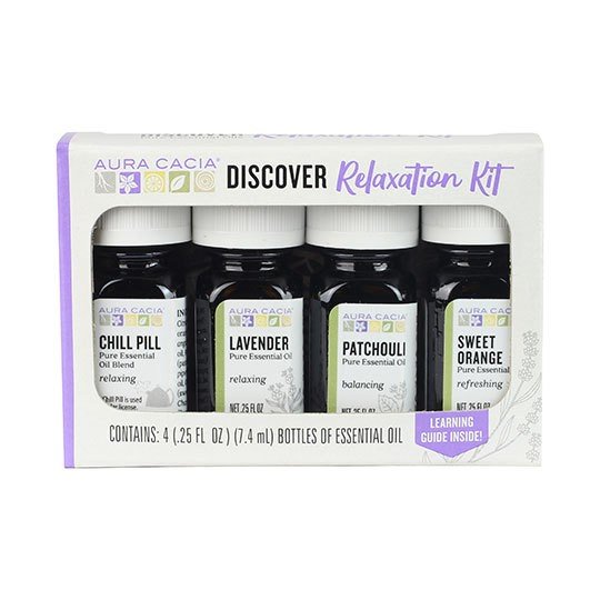 Aura Cacia Discover Relaxation Oil Kit 4 Bottles (.25 fl oz Oil