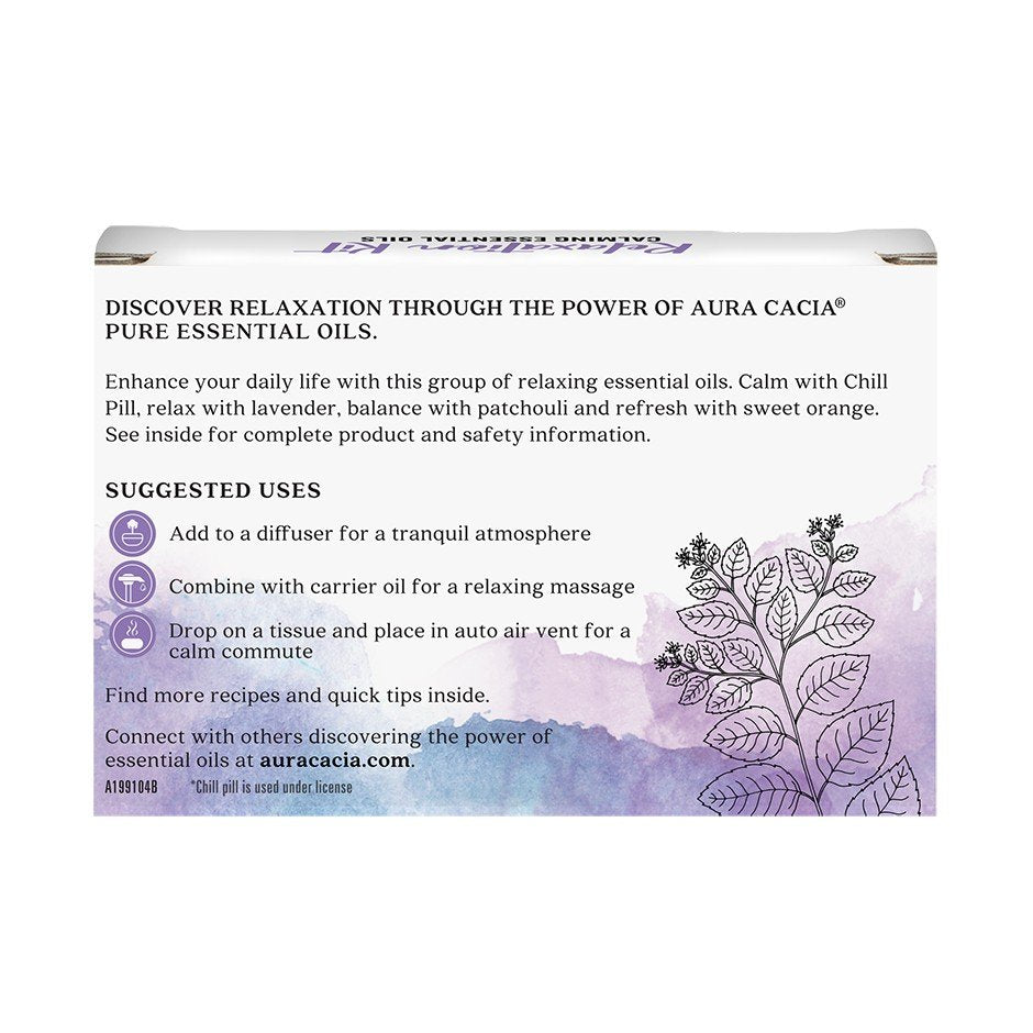 Aura Cacia Discover Relaxation Oil Kit 4 Bottles (.25 fl oz Oil