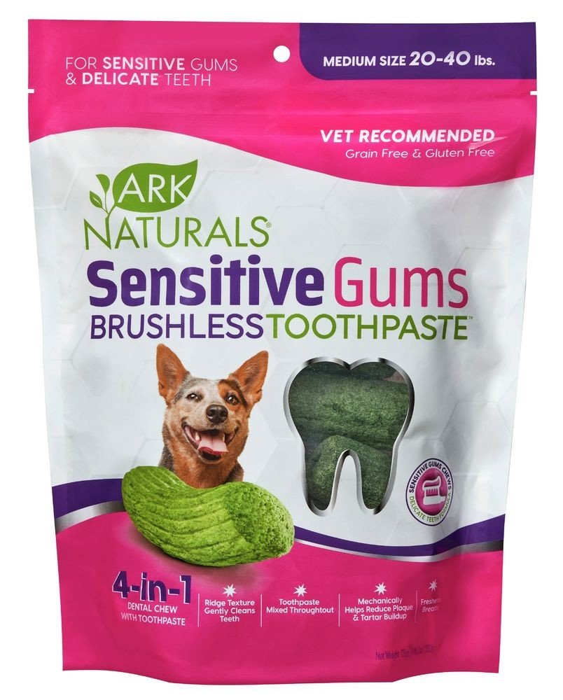 Ark Naturals Sensitive Chewable Brushless Toothpaste for Medium Dogs 7.8 oz Bag