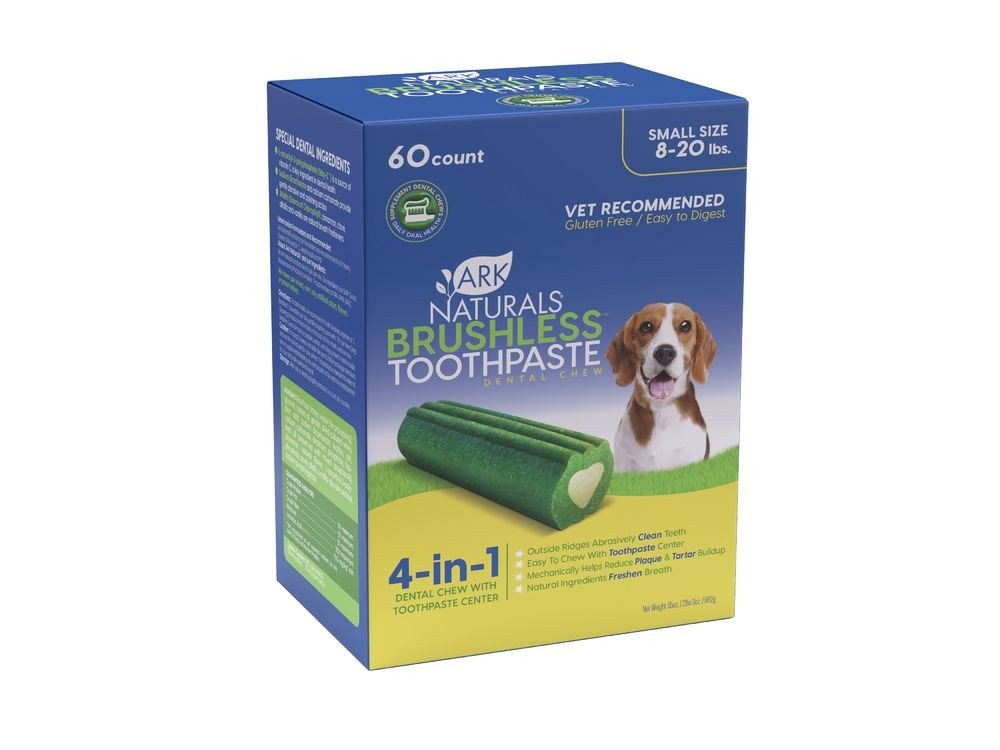 Ark Naturals Brushless Toothpaste Dental Chew Small Dogs 60 Count Box