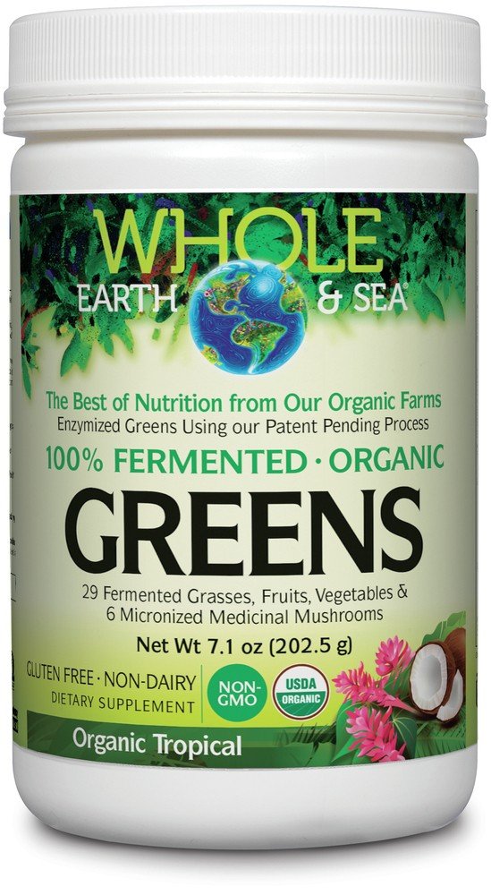 Natural Factors Whole Earth & Sea Fermented Organic Greens - Organic Tropical 7.1 oz Powder