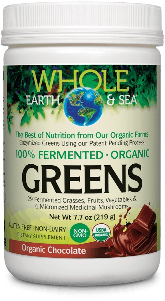 Natural Factors Whole Earth & SeaFermented Organic Greens - Organic Chocolate 7.7 oz Powder