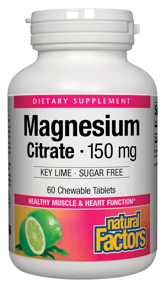 Natural Factors Magnesium Citrate 150mg -Key Lime 60 Chewable