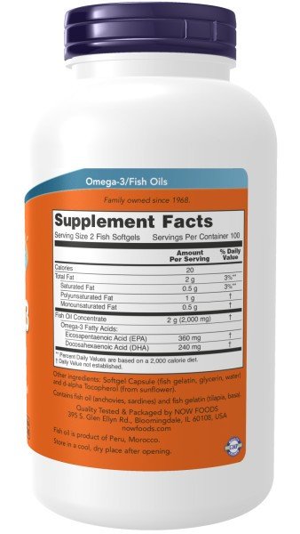 Now Foods Omega-3 Fish Oil 200 Softgel