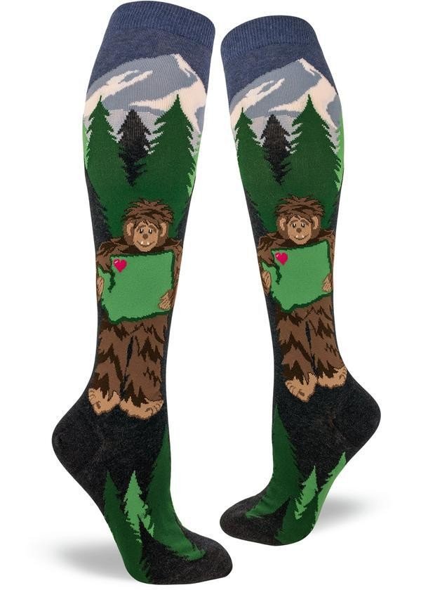 ModSocks Sasquatch Loves Washington Women's Knee Socks - Heather Coal 1 Pair Pack