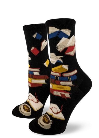 ModSocks Bibliophile Women's Crew Socks - Black 1 Pair Pack