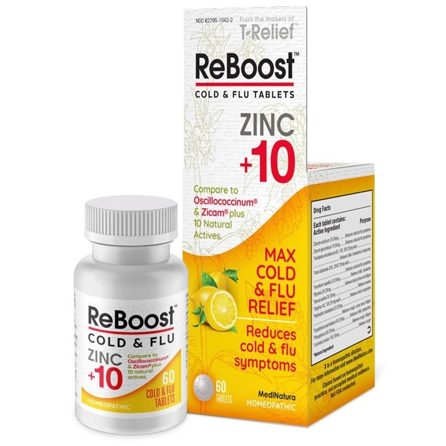 MediNatura ReBoost Zinc +10 Cold &amp; Flu Lemon 60 Tablet