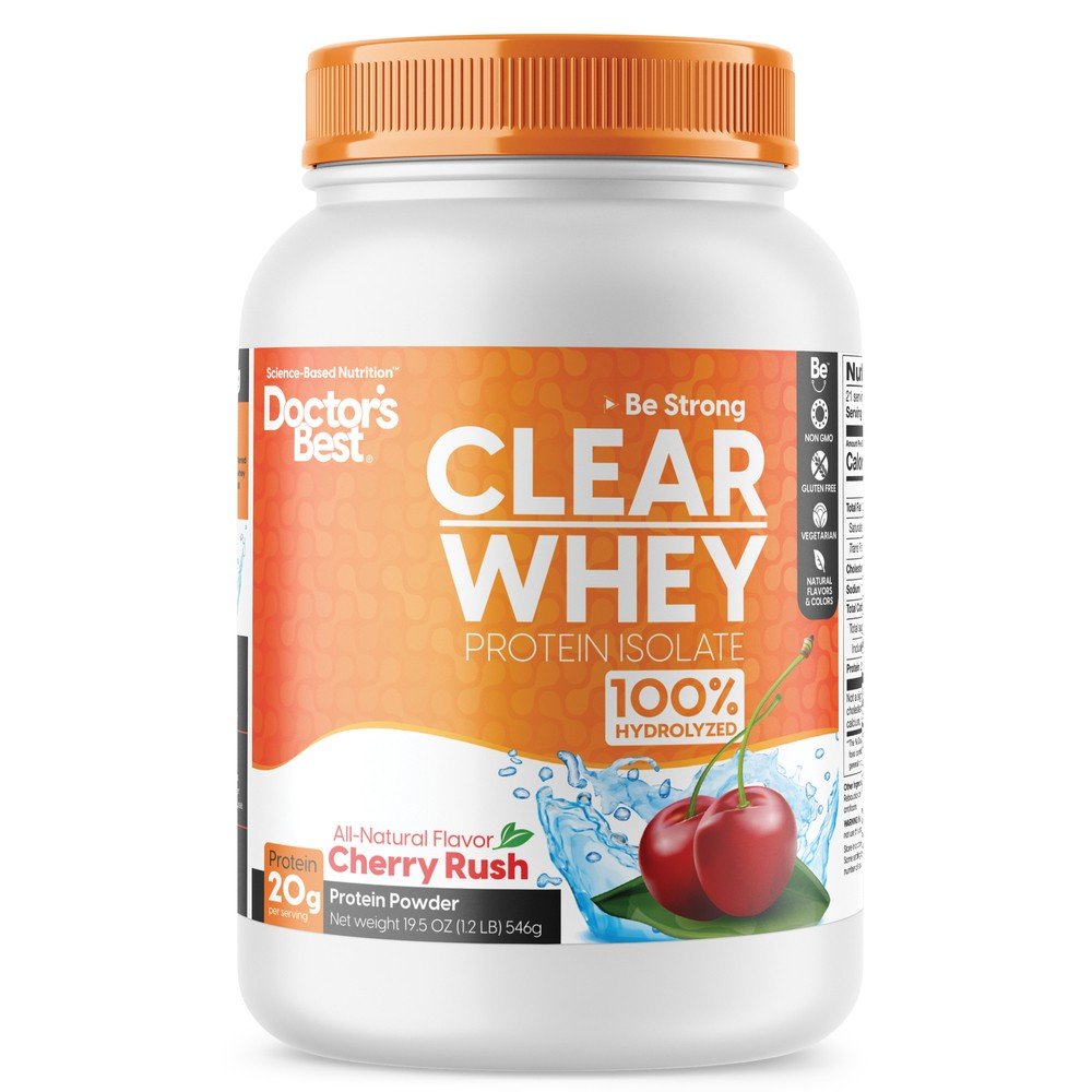 Doctors Best Clear Whey Protein Isolate Cherry Flavored 19.5 oz Powder