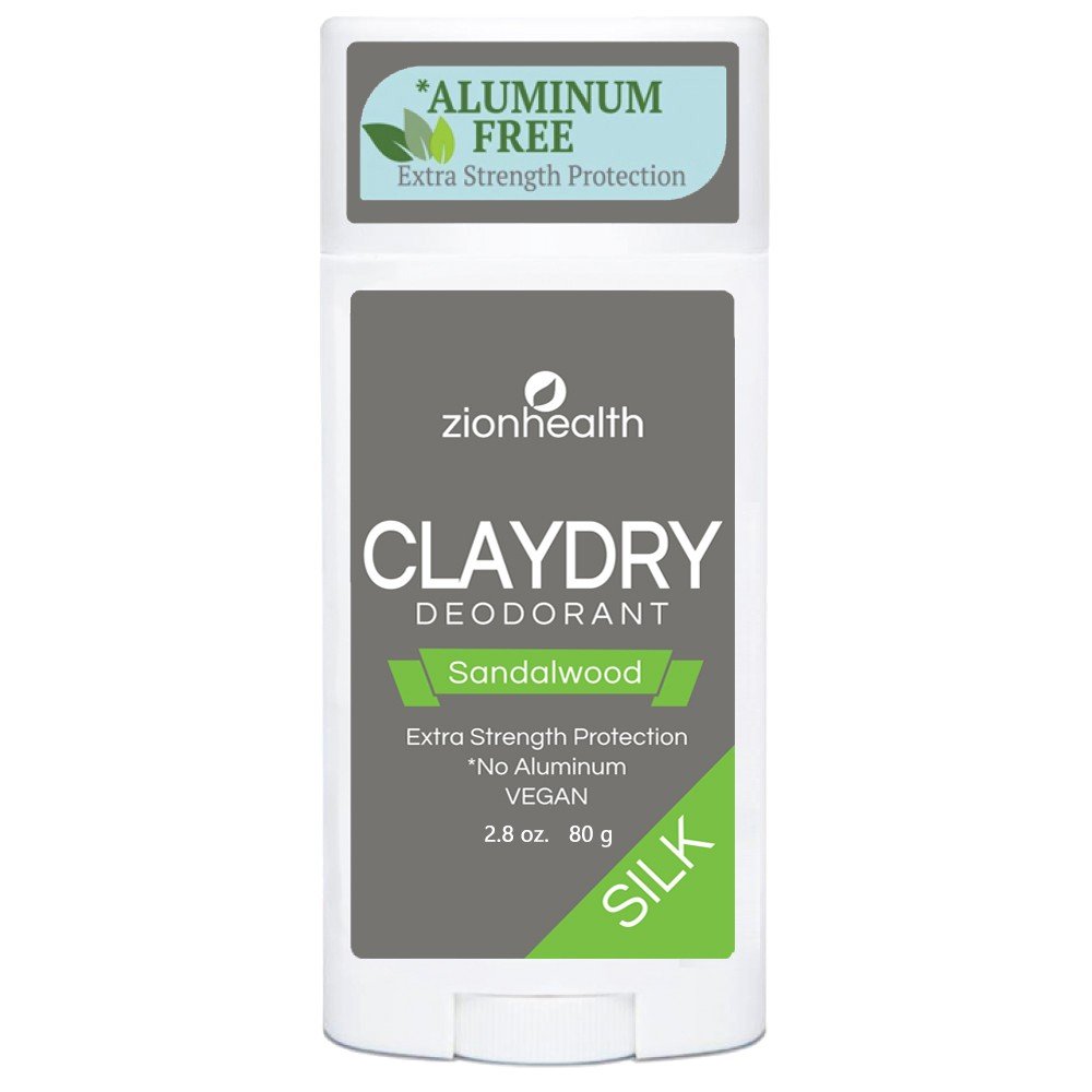 Zion Health ClayDry Silk Sandalwood Vegan Deodorant 2.8 oz Stick