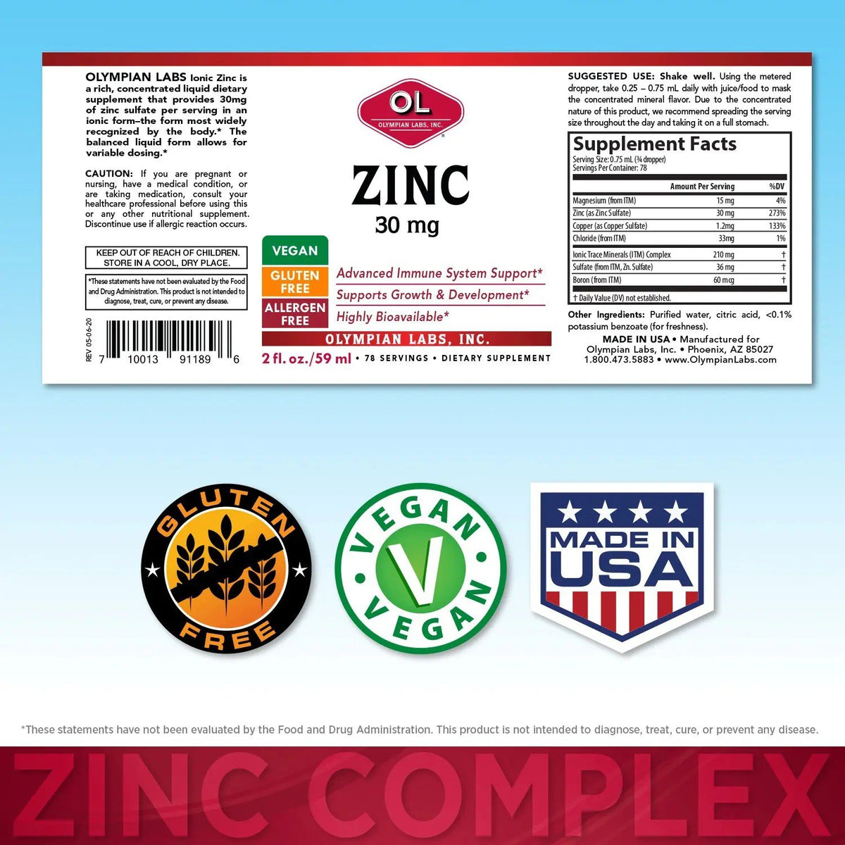 Olympian Labs Zinc 2 oz Liquid