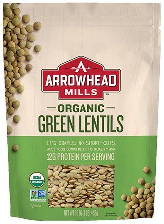 Arrowhead Mills Organic Green Lentils 16 oz Bag