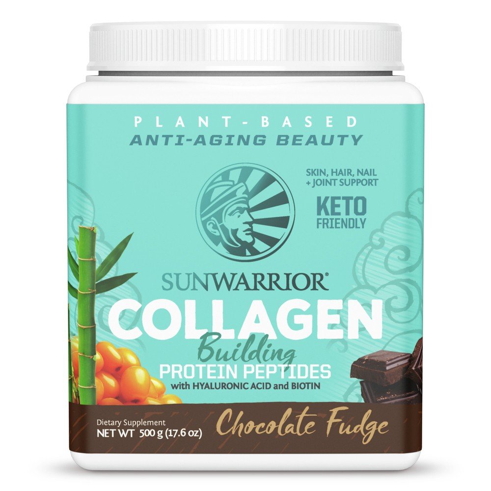 Sunwarrior Collagen Building Protein Peptides Chocolate Fudge 500g (17.6 oz) Powder