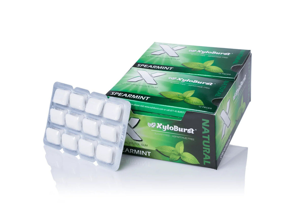 XyloBurst Spearmint Xylitol-Blister Pack Gum 12 Pack Box