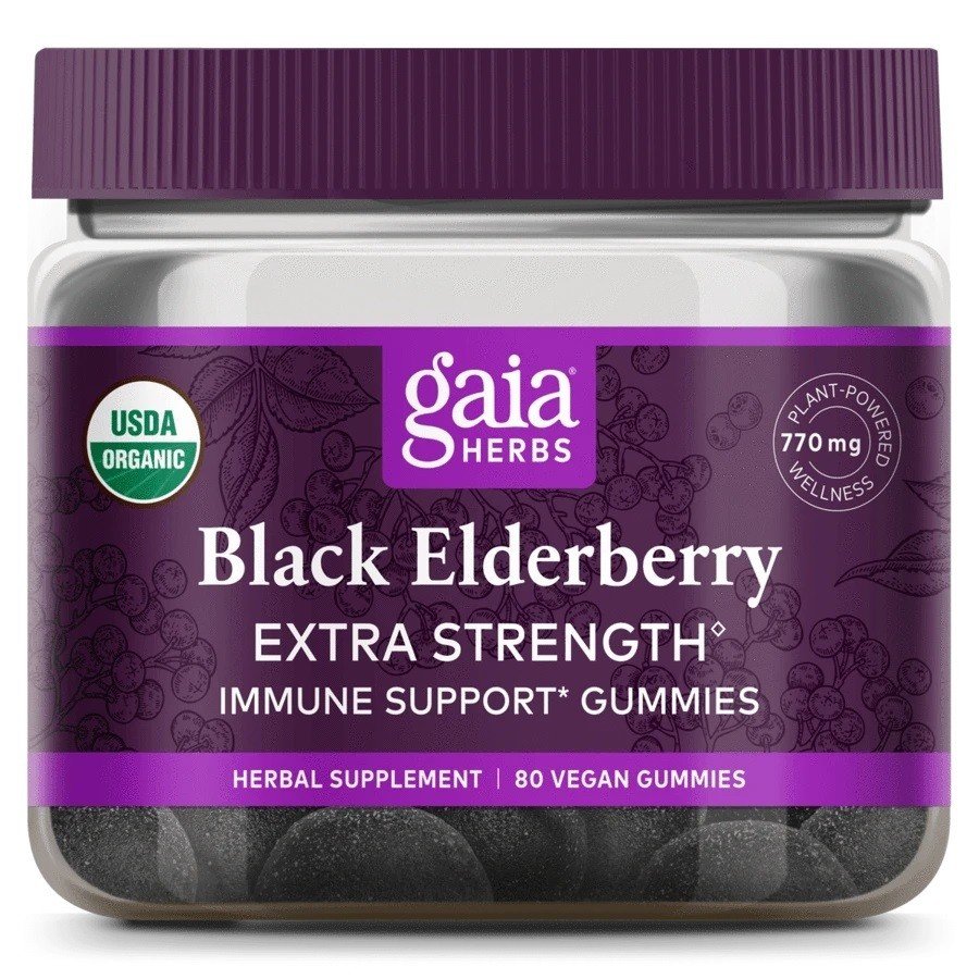 Gaia Herbs Black Elderberry Extra Strength Gummies 80 Gummy