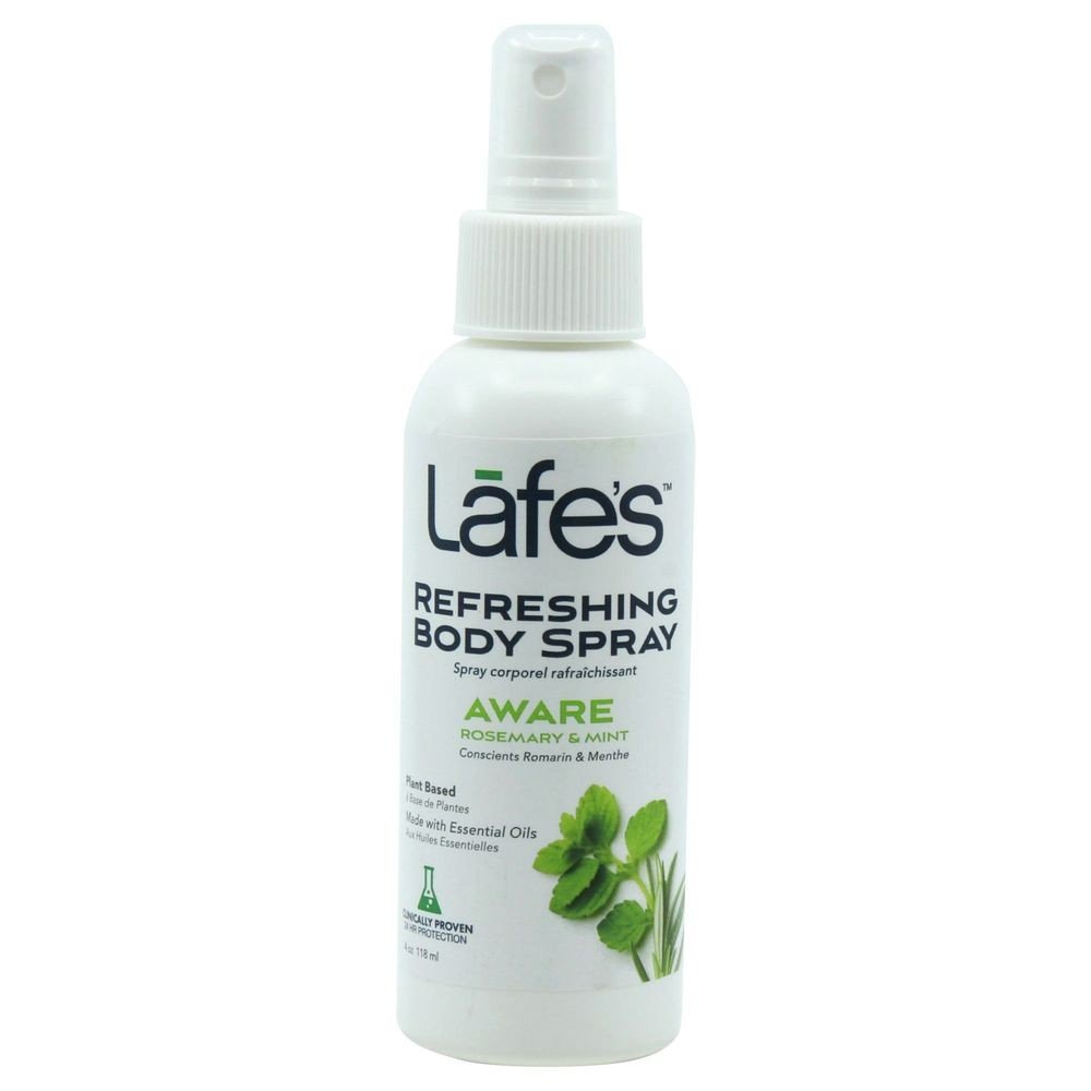 Lafe&#39;s Natural Bodycare Refreshing Body Spray Aware Rosemary &amp; Mint 4 oz Liquid