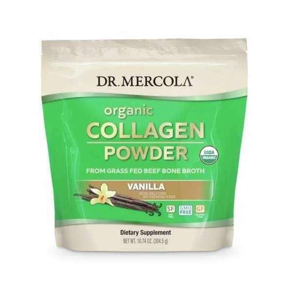 Dr. Mercola Organic Collagen Powder Beef Bone Broth Vanilla 10.74 oz (304.5 g) Bag