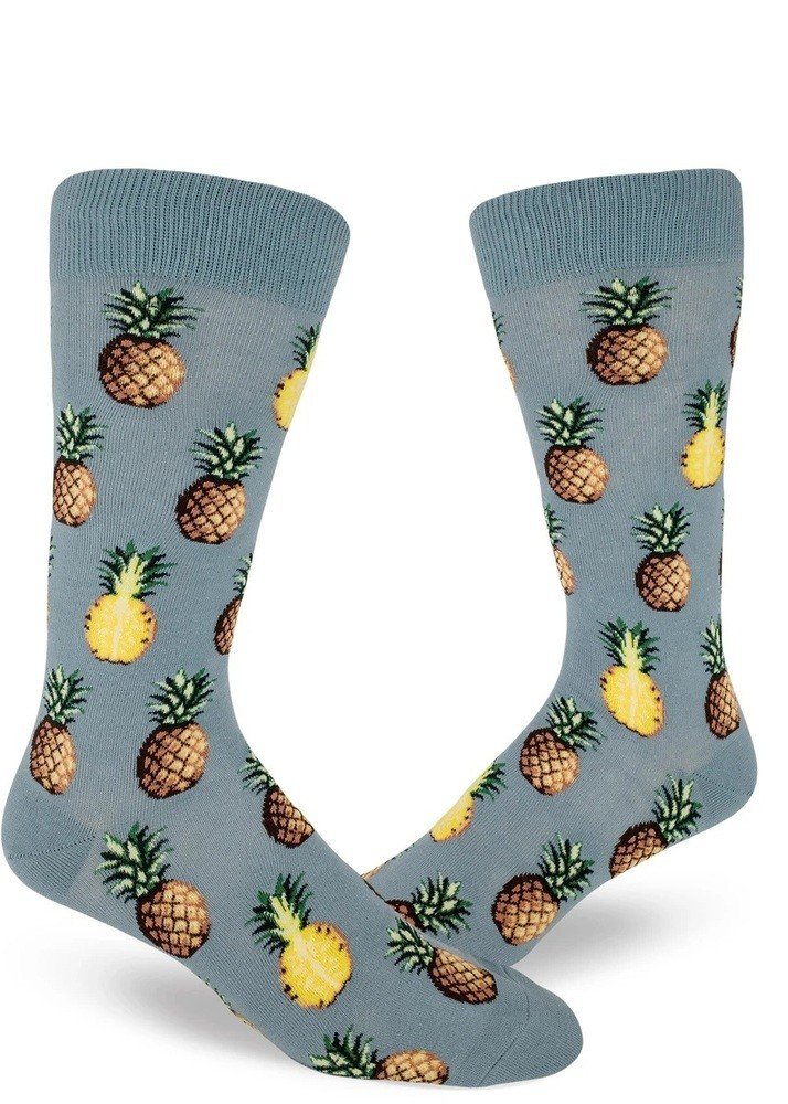 ModSocks Pursuit of Pineapples Men's Crew Socks - Slate Blue 1 Pair Pack