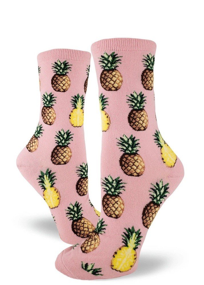 ModSocks Pursuit of Pineapples Women&#39;s Crew Socks - Petal Pink 1 Pair Pack