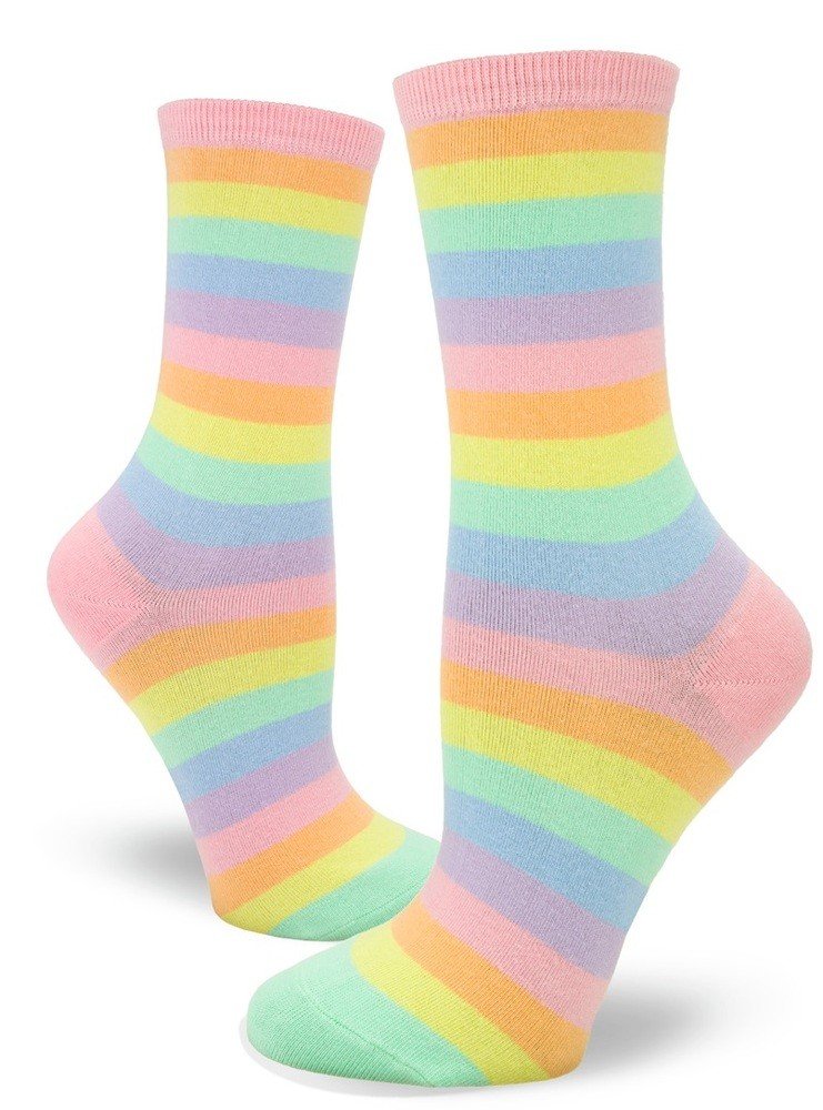 ModSocks Pastel Rainbow Striped Women's Crew Socks 1 Pair Pack