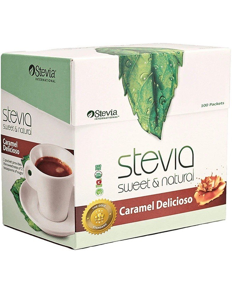 Stevia International Stevia Sweet & Natural Caramel Deliciose 100 Packets Box