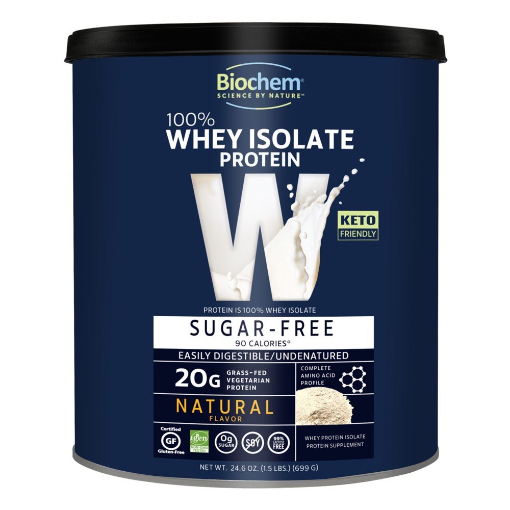 Biochem 100% Whey Isolate Protein Natural Sugar Free 24.6 oz Powder