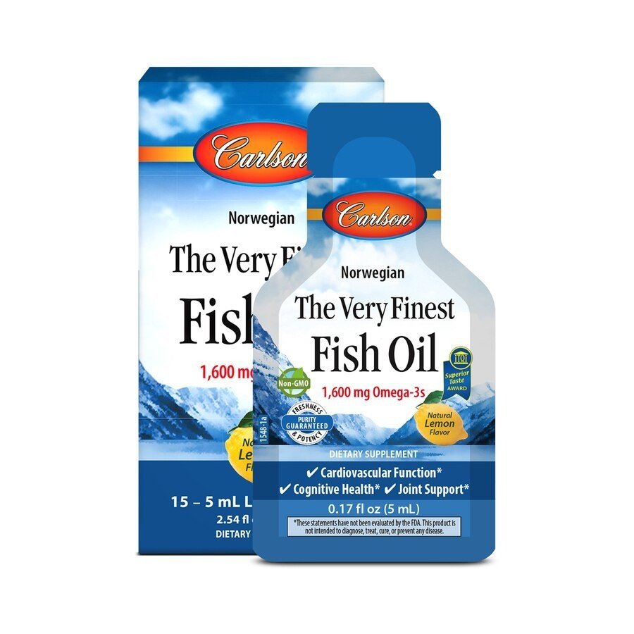 Carlson Laboratories The Very Finest Fish Oil Lemon 15 (5 mL Packets) Box